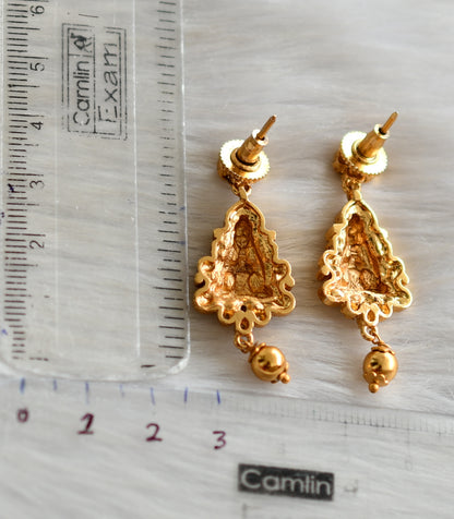 Matte finish ruby-white stone peacock-Lakshmi earrings dj-42246