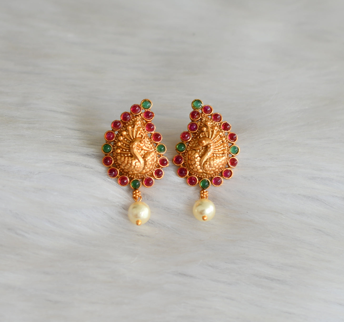 Matte finish kemp-green peacock earrings dj-42253