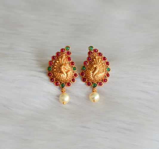 Matte finish kemp-green peacock earrings dj-42253