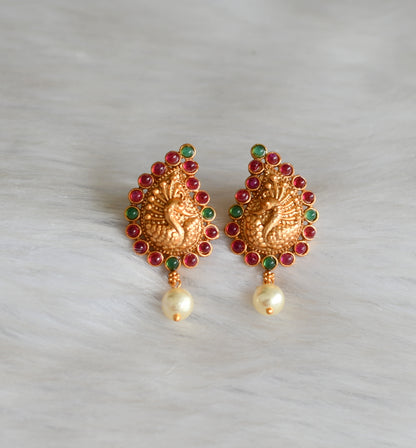 Matte finish kemp-green peacock earrings dj-42253