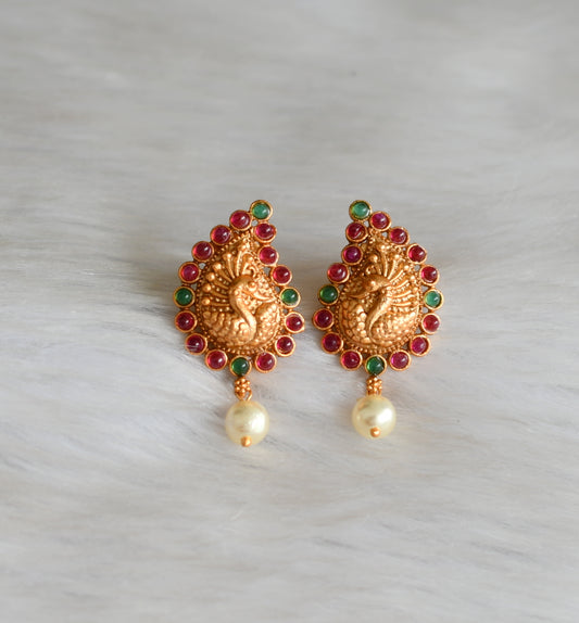 Matte finish kemp-green peacock earrings dj-42253