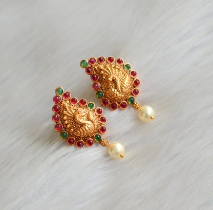 Matte finish kemp-green peacock earrings dj-42253