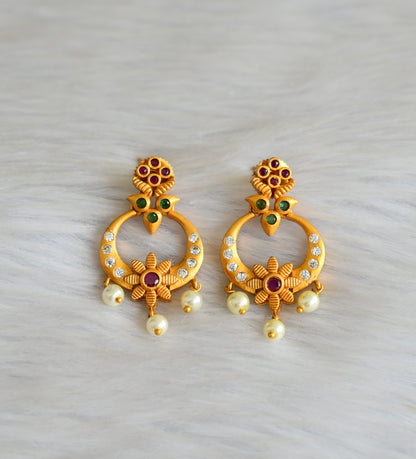 Matte finish ruby-green-white bali earrings dj-42263