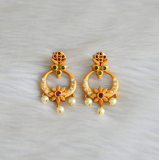 Matte finish ruby-green-white bali earrings dj-42263