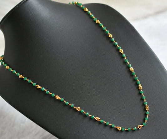 Gold tone green beaded 24 inches chain dj-46838