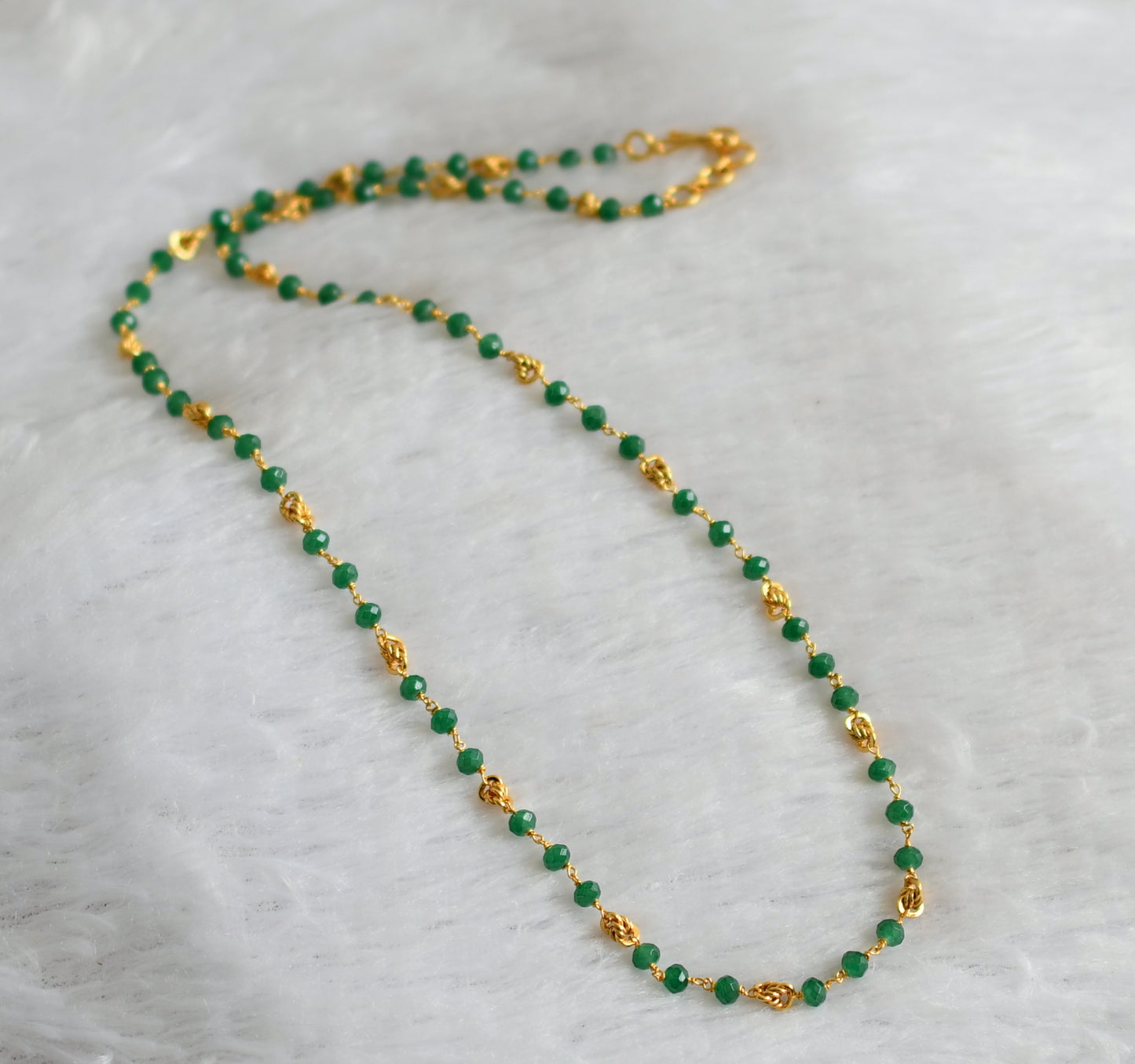 Gold tone green beaded 24 inches chain dj-46838