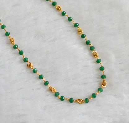 Gold tone green beaded 24 inches chain dj-46838