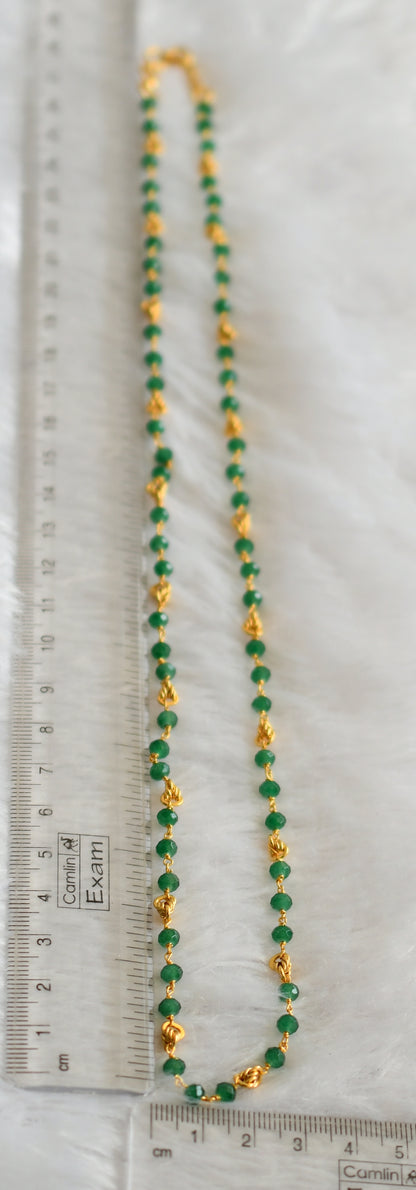 Gold tone green beaded 24 inches chain dj-46838