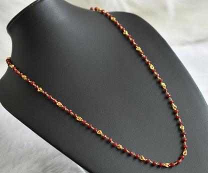 Gold tone maroon beaded 24 inches chain dj-46837