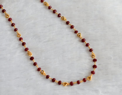 Gold tone maroon beaded 24 inches chain dj-46837