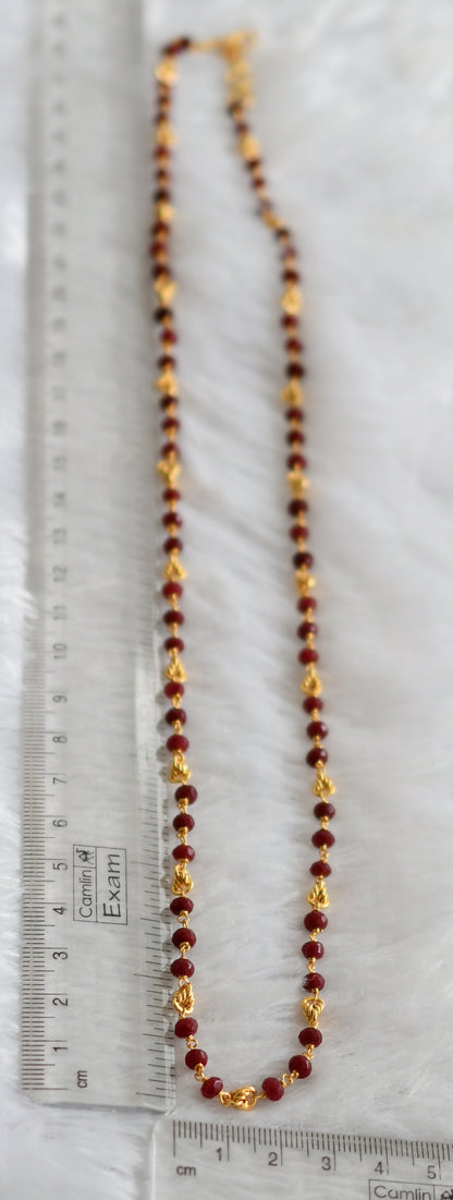 Gold tone maroon beaded 24 inches chain dj-46837