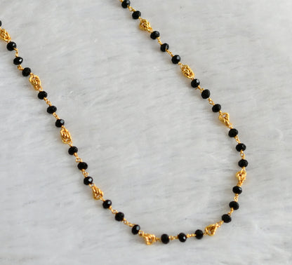 Gold tone black beaded 24 inches chain dj-46839