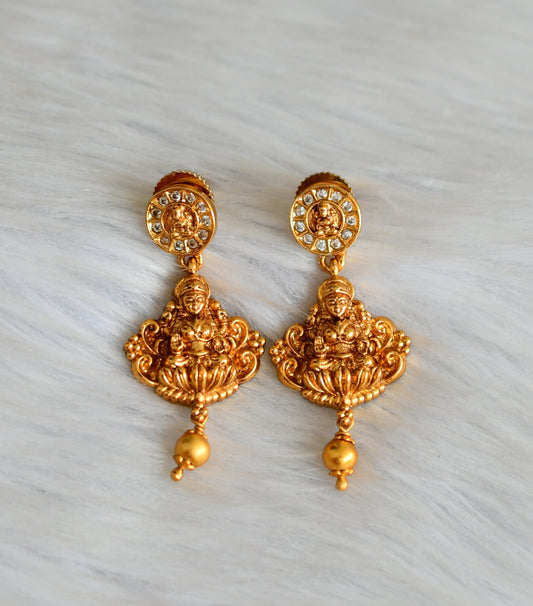 Matte finish white stone Lakshmi earrings dj-42244