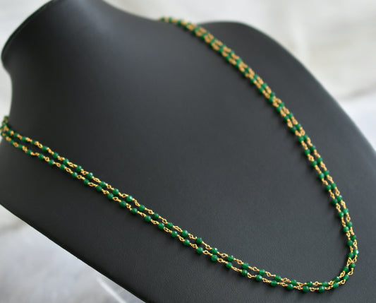 Gold tone green beaded double layer chain dj-46841