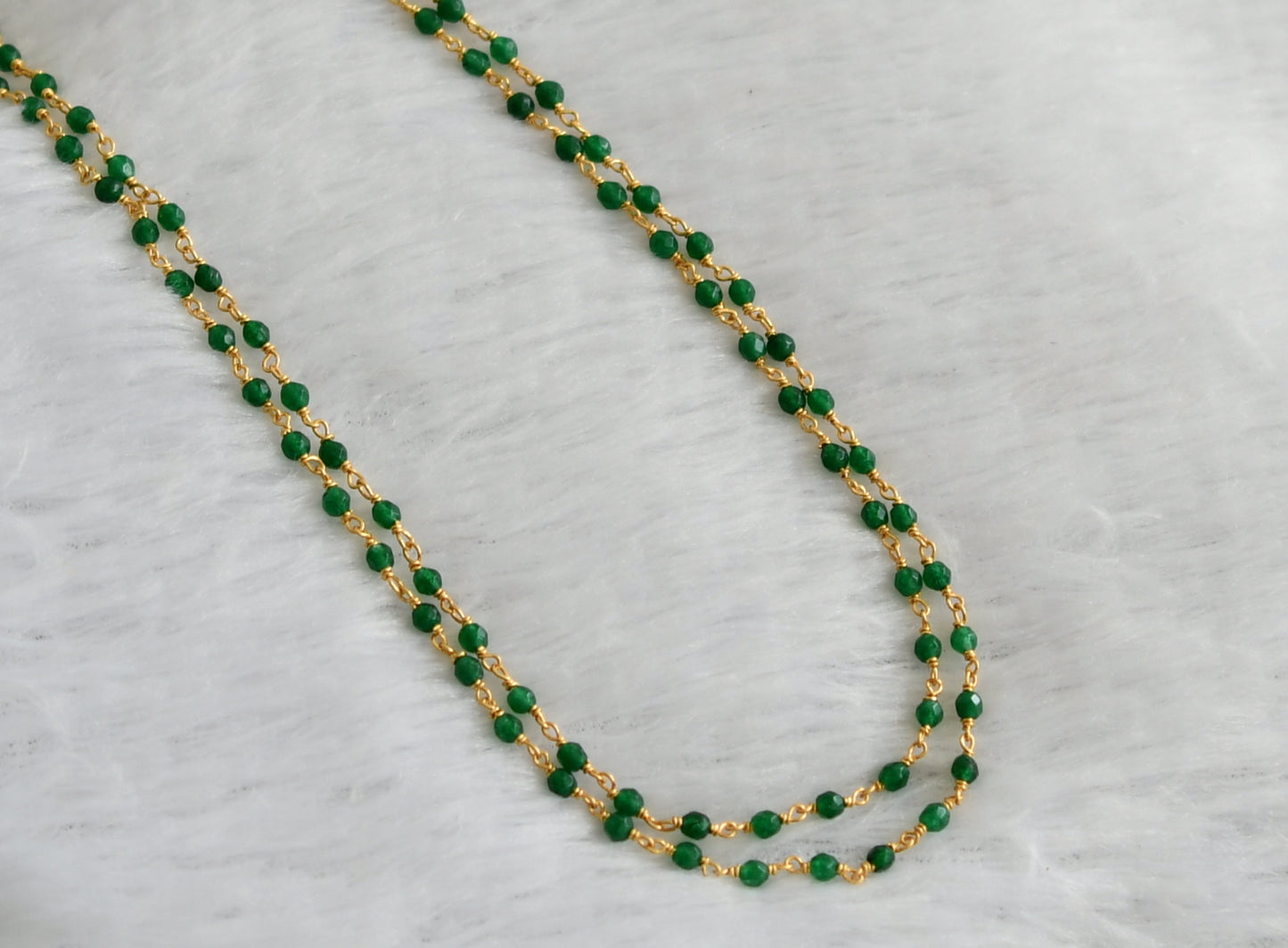 Gold tone green beaded double layer chain dj-46841