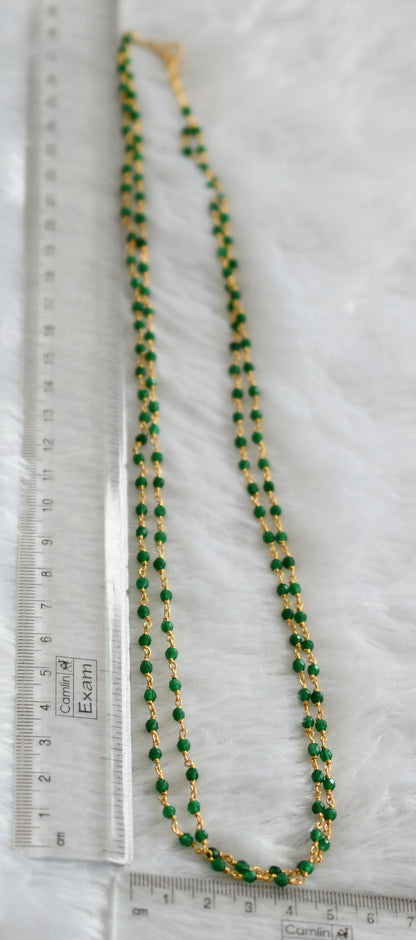 Gold tone green beaded double layer chain dj-46841