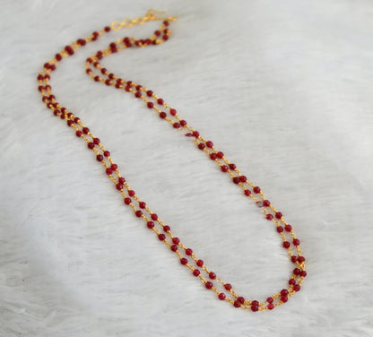 Gold tone ruby beaded double layer 24 inches chain dj-46840