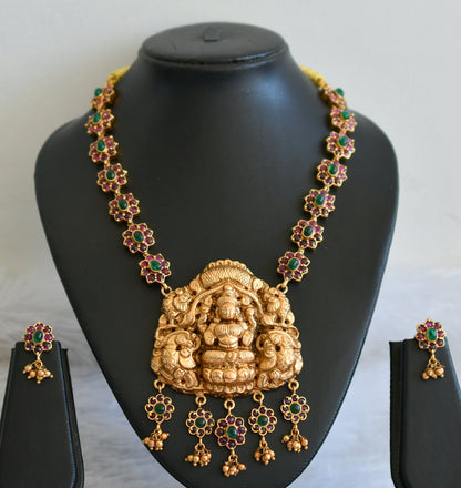 Matte finish real kemp-green Lakshmi necklace set dj-30629
