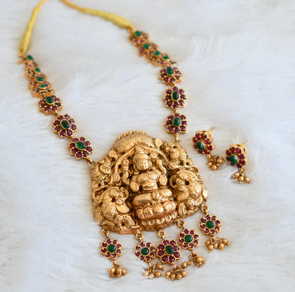 Matte finish real kemp-green Lakshmi necklace set dj-30629