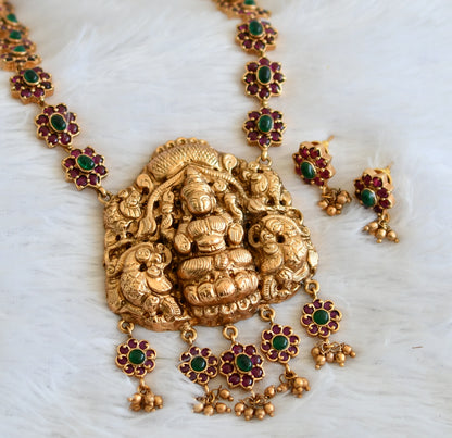 Matte finish real kemp-green Lakshmi necklace set dj-30629