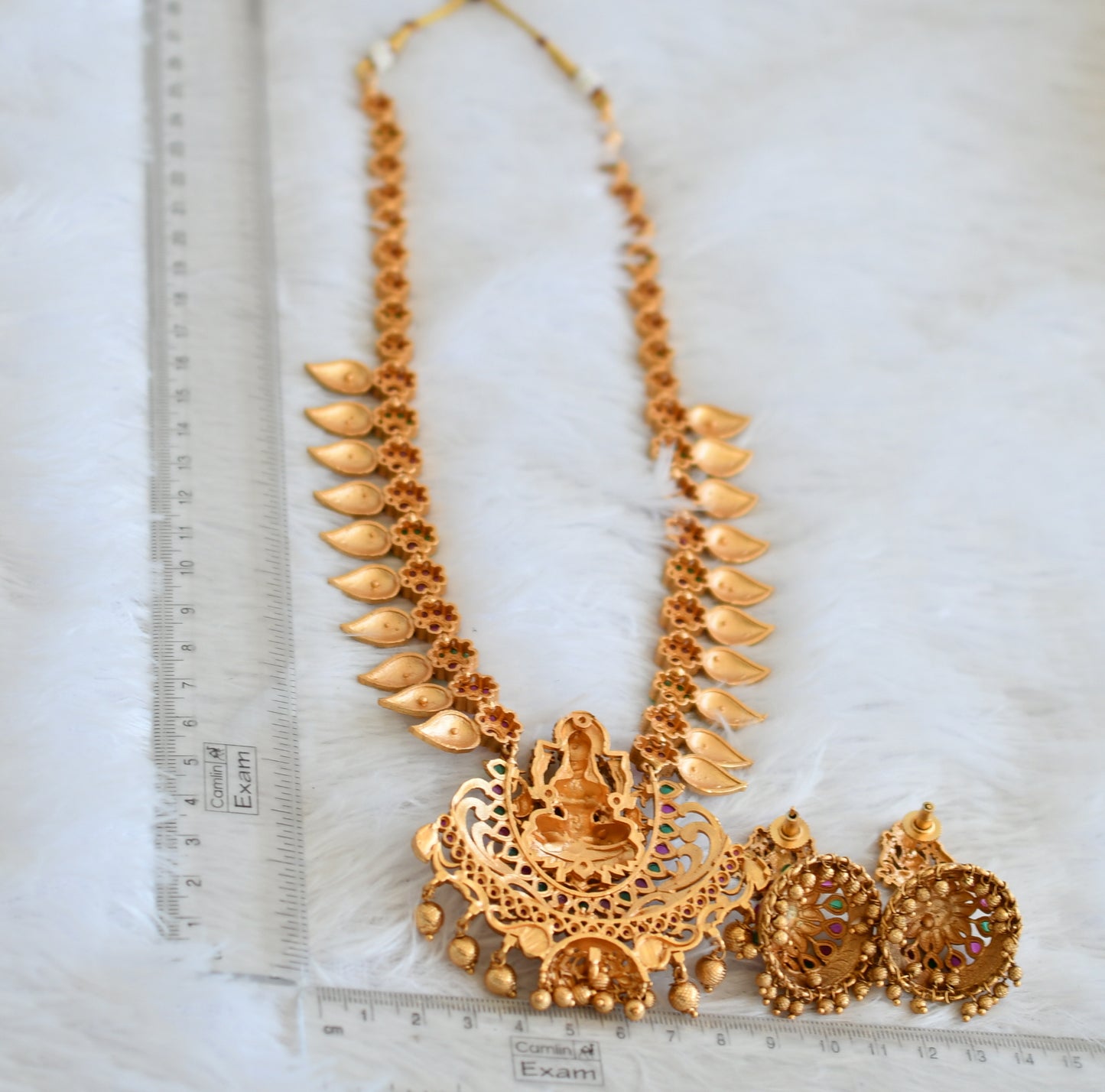 Matte Finish Real Kemp-green Lakshmi Designer Haar Set dj-30643