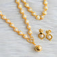Gold tone 24 inches heart pearl chain with ball pendant combo set dj-43558