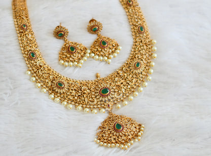 Matte Finish Cz Ruby-green Mango Haar Set DJ30645