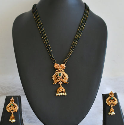 Matte Finish Ruby-green Peacock Mangalsutra Set DJ30647