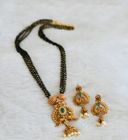 Matte Finish Ruby-green Peacock Mangalsutra Set DJ30647