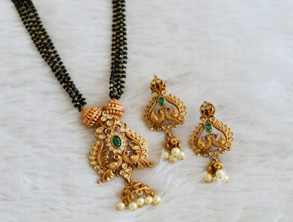 Matte Finish Ruby-green Peacock Mangalsutra Set DJ30647