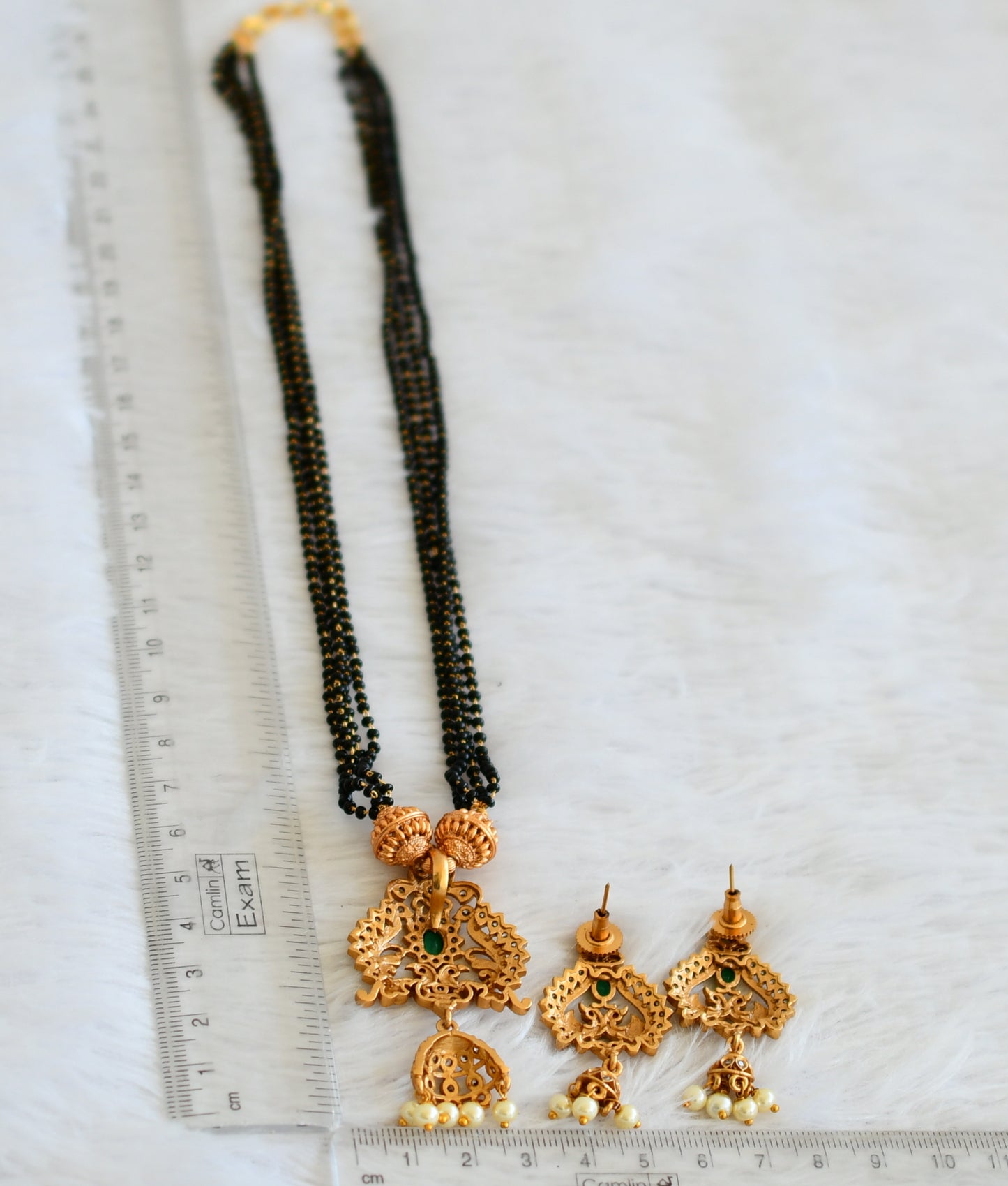 Matte Finish Ruby-green Peacock Mangalsutra Set DJ30647