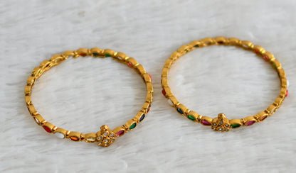 Matte finish navarathna thilak stone flower bangles(2.10) dj-48610