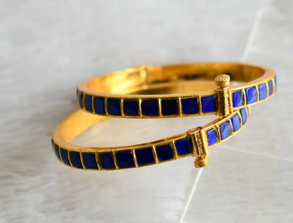 Gold tone blue kundan jadau screw type bangles(2.8) dj-48898