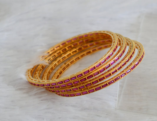 Gold tone ruby set 4 bangles (2.6) dj-30536