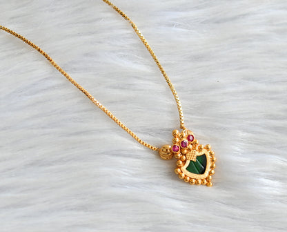 Gold tone pink-green palakka necklace dj-43560