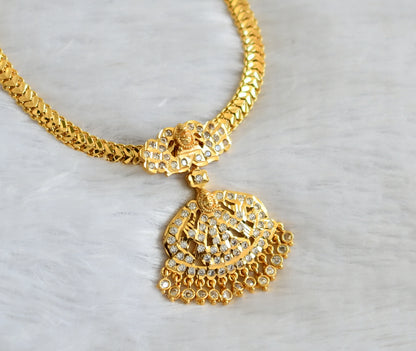 Gold tone ad white stone lakshmi attigai/necklace dj-46856