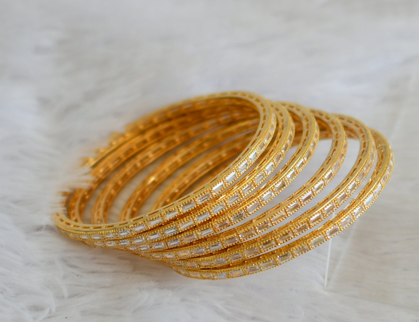 Gold tone Cz white set of 6 bangles(2.6) dj-30534