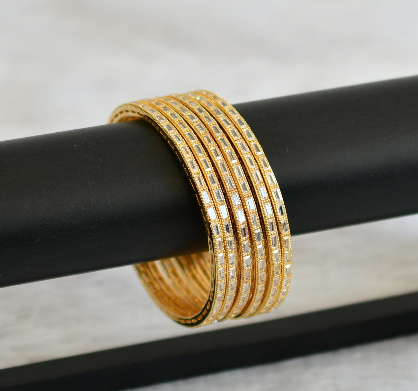 Gold tone Cz white set of 6 bangles(2.6) dj-30534