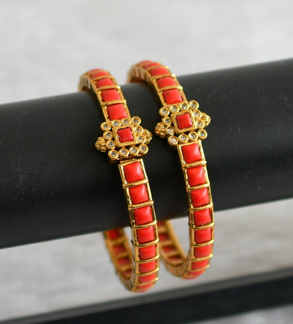 Matte finish coral block stone openable bangles(2.6) dj-48619