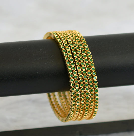 Gold tone green set of 6 bangles(2.6) dj-30532