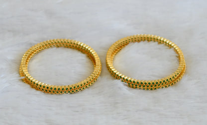 Gold tone green set of 6 bangles(2.6) dj-30532