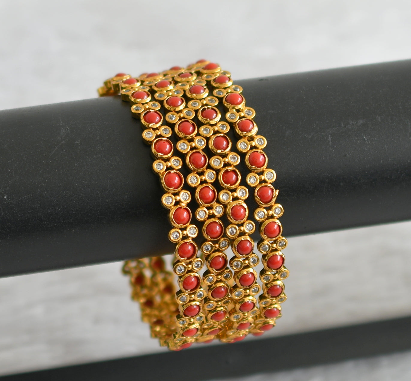 Matte finish cz coral stone set of 4 bangles(2.10) dj48628 dreamjwell