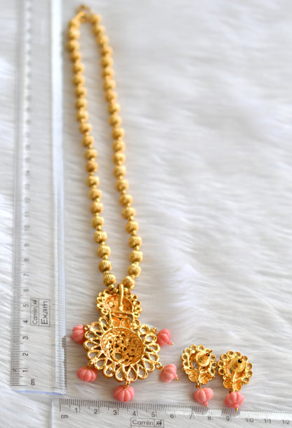 Antique gold tone pearl pumpkin beaded necklace set dj-43554