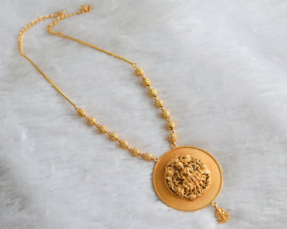 Gold tone kerala style lakshmi peacock round necklace dj-46861