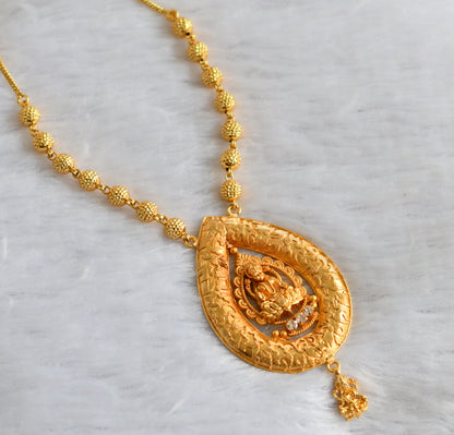 Gold tone kerala style cz white lakshmi necklace dj-46860