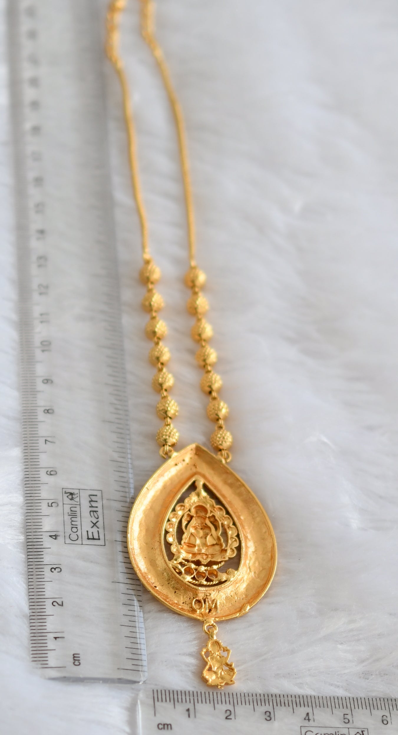 Gold tone kerala style cz white lakshmi necklace dj-46860