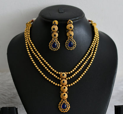 Antique Ball chain Blue Necklace Set - DJ16570