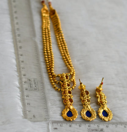 Antique Ball chain Blue Necklace Set - DJ16570