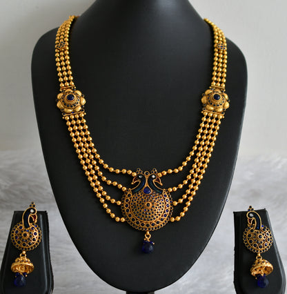 Antique ball chain Multilayer Blue Peacock Short Haar Set -dj16663