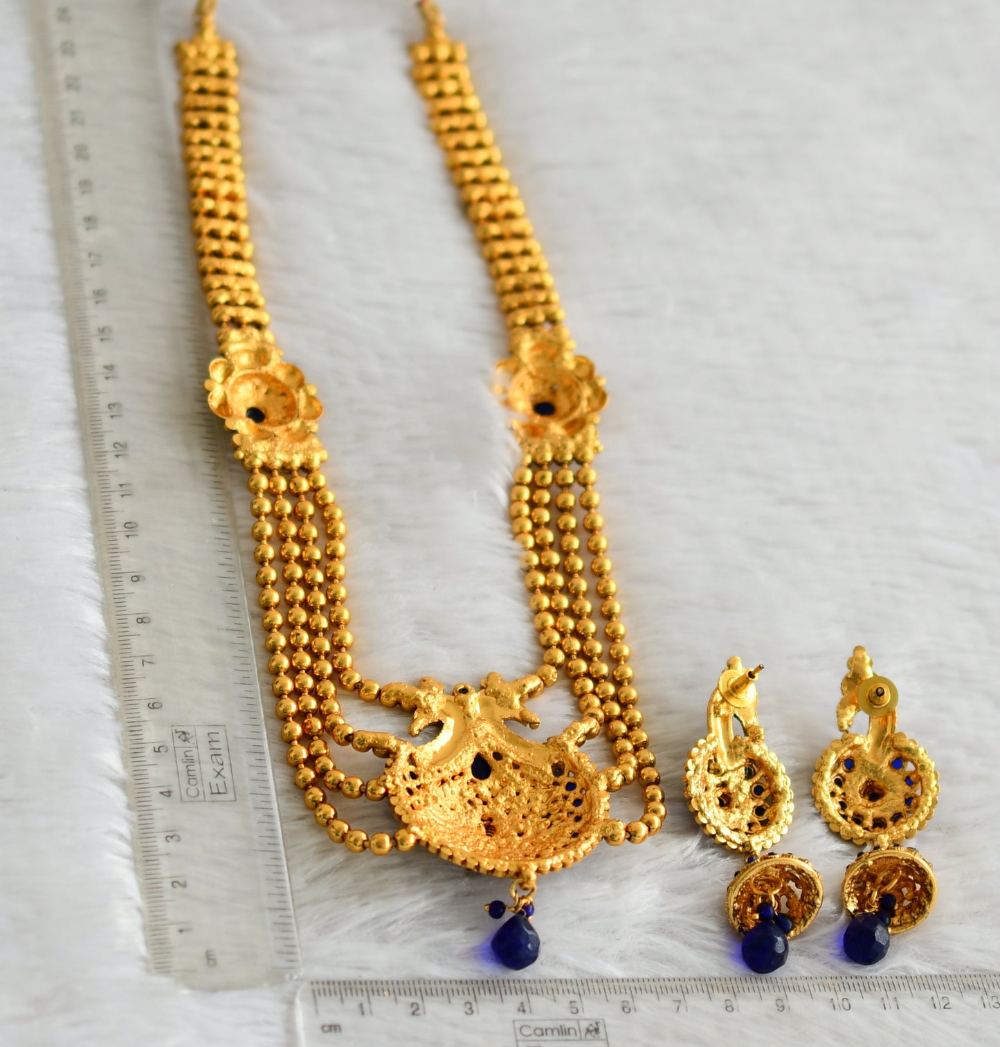 Antique ball chain Multilayer Blue Peacock Short Haar Set -dj16663